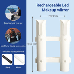 Two-pole rod holder mounted on wall in white