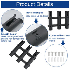 Plastic fishing rod holders with screws for secure mounting