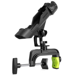 Aluminum fishing rod holder mounted on a boat with adjustable clamp