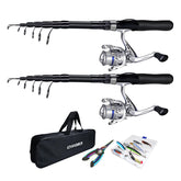 Two-piece carbon fishing rods included in the combo