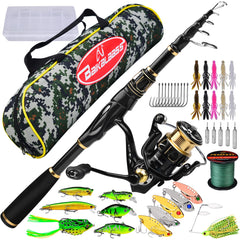 Telescopic fishing rod and reel combo
