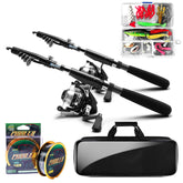2-piece fishing rod and reel combo with 5.9ft carbon fiber telescopic rod and spinning reels