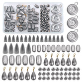 81-piece fishing weight sinkers kit in a tackle box