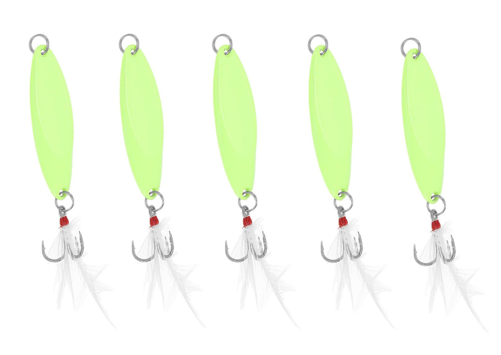 Luminous fishing spoon lure set in plastic storage box