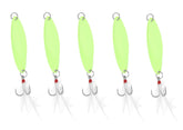 Luminous fishing spoon lure set in plastic storage box