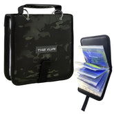Front view of Thekuai fishing tackle binder in black camouflage