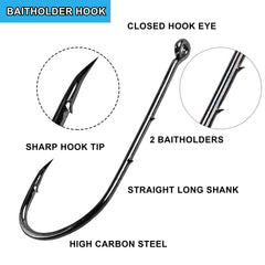 Forty baitholder hooks included in the kit
