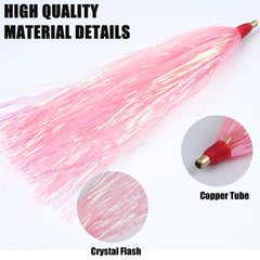 4.13-inch bucktail teaser showing brass tube and hardened rim