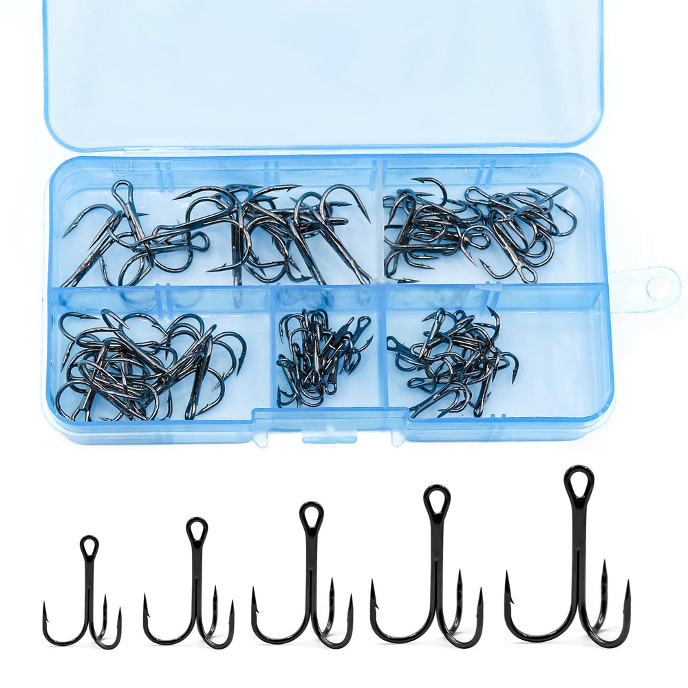 Fishing Treble Hooks Kit โ Natufish 50pcs mixed sizes 2/4/6/8/10