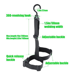 ABS plastic buckles and webbing on fishing wader boot hanger
