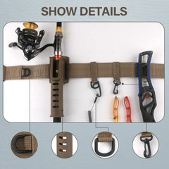 Fishing pole holder and water bottle ring integrated into belt