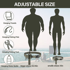 Fishing pole holder attached to waist belt for various rod types