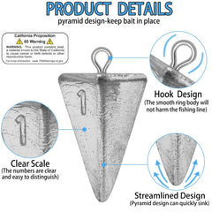 Pyramid sinkers 2oz for saltwater fishing
