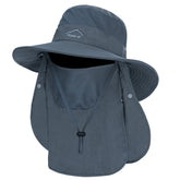 Dark grey fishing hat for men with wide brim - front view