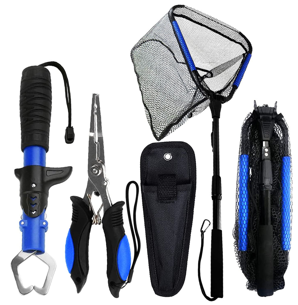 Floating landing net with 7-inch pliers and lip gripper