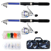 2-piece 6.89ft telescopic fishing rod with spinning reel in starter kit