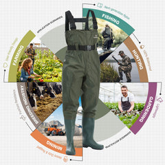 FISHINGSIR chest waders taped seams closeup helping keep water out in wet conditions