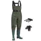 FISHINGSIR chest waders upper view showing durable two-ply fabric and waterproof construction for rugged wet conditions