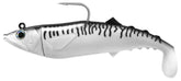 FishLab MAS-10-SB mackerel soft swimbait in silver-black with paddle-tail action for deep-water jigging.