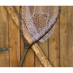 Fishpond Nomad boat net with rubber bag, sturdy and buoyant for safe deck retrieval.