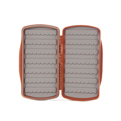 Close-up of latchless waterproof closure on Pescador Fly Box