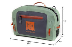 fishpond Thunderhead front pocket features a waterproof zipper to keep essentials dry during casts.