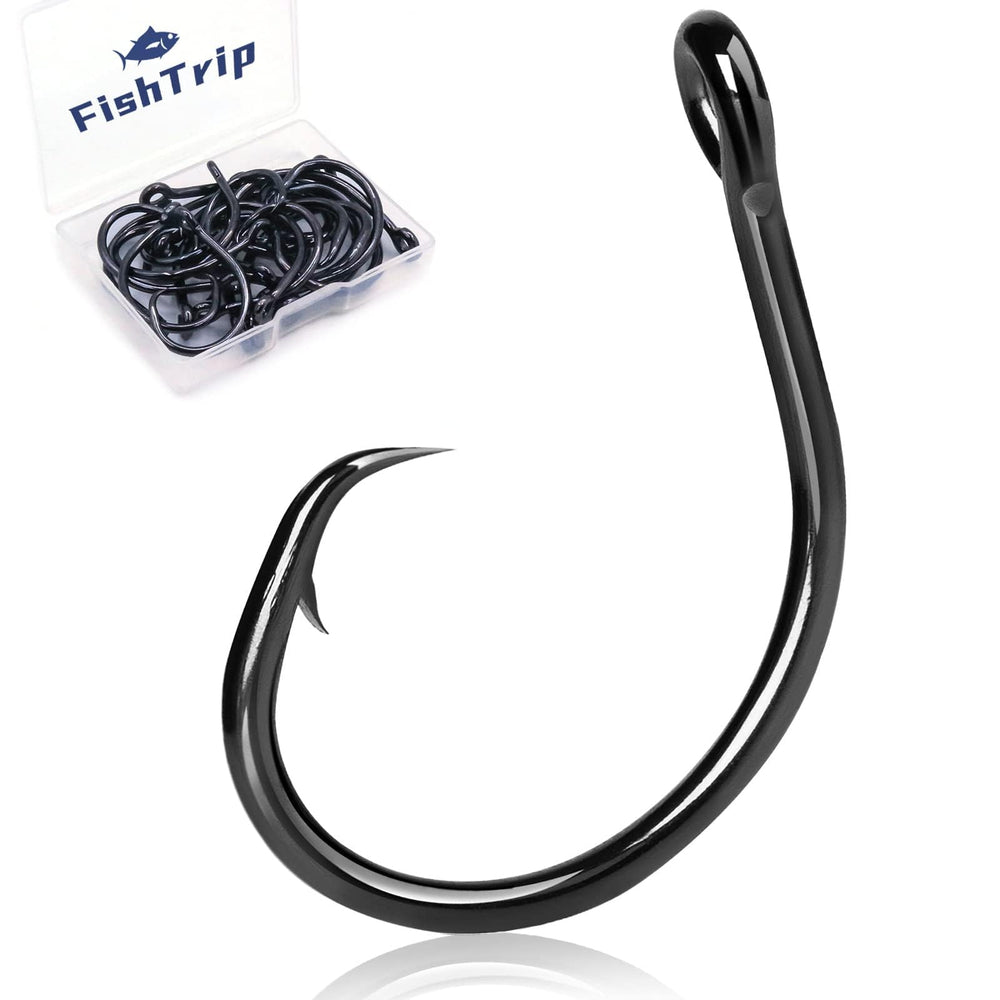 FishTrip circle hooks saltwater close-up shows sharp points for strong penetration
