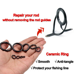 Ceramic eyelet rings in multiple outer diameters for fishing rods