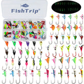 FishTrip ice fishing jigs kit with 60 pieces for versatile winter jigging