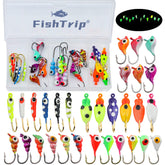 FishTrip 30-piece ice fishing jig kit with storage box - front view