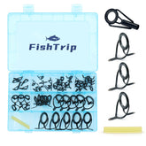 FishTrip 55-piece rod tip repair kit with ceramic-ring double-foot guides