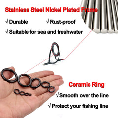 Stainless steel rod guides with ceramic rings for reduced line wear
