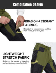 Fit Space hiking pants olive back view with reinforced patchwork for long-term wear.