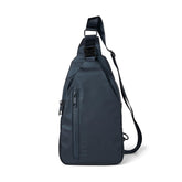 FITKICKS Hydrosport sling bag navy front view showing compact travel-ready design