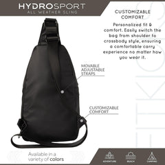 Compact Hydrosport sling bag ideal for urban travel and outdoor hikes.