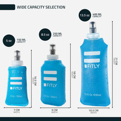 FITLY Flasks Combo collapsible design reduces bulk and prevents sloshing.