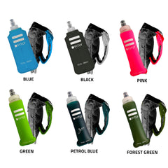 FITLY soft flask in hand during a sunlit run for quick access.