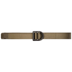 5.11 trainer belt on model shows secure stainless buckle for versatile carry