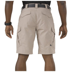 5.11 Tactical shorts side pocket close-up highlights accessible cargo pockets for quick gear