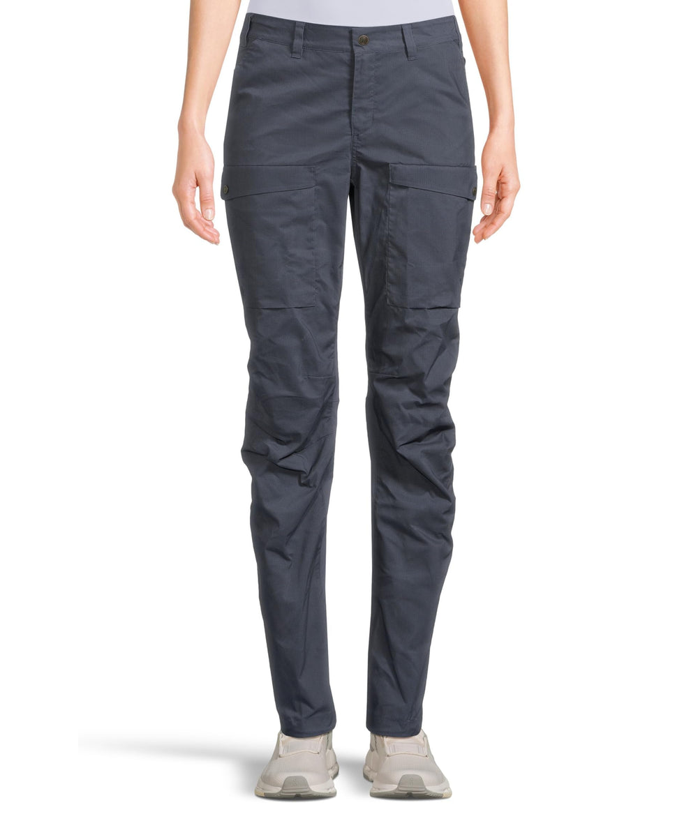 Fjällräven Abisko Hybrid Trail Trousers front view showing secure mid-rise fit for hikers