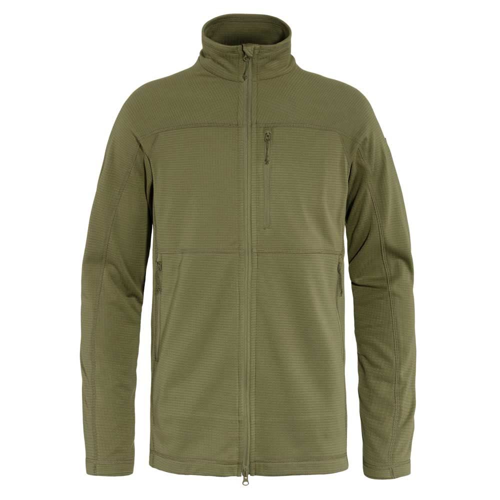 Fjällräven Abisko Lite Fleece Jacket Green LG front view for lightweight warmth on hikes