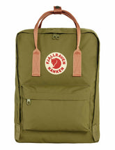 Fjällräven Kånken Sports backpack front view in foliage green-peach sand for everyday carry
