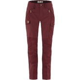 Fjällräven Nikka Trousers Curved W Bordeaux Red 34, front view for curved fit mobility.