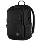 Fjällräven Raven 28 backpack front view for daily carry and organized access.