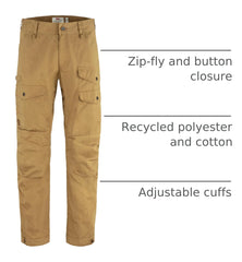 Fabric close-up of Fjällräven Vidda Pro Ventilated Trousers shows durable blend for outdoors