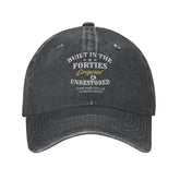 FLALORI Built in The Forties hat front view in black for casual everyday wear.