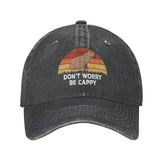 FLALORI Dont Worry Be Cappy cap front view with adjustable fit.