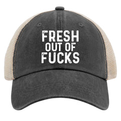 FLALORI Fresh Out of Fucks hat front view for casual streetwear appeal