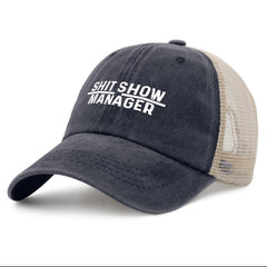 FLALORI Shit Show Manager Hat back mesh view for all-day comfort.