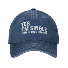 FLALORI Yes Im Singles Now cap front view, vintage navy design for casual daily wear